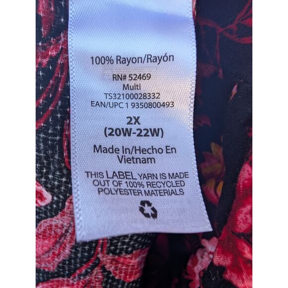 Terra & Sky Women's Plus Size Printed Peasant Midi Dress 2X(18W-20W) - Picture 7 of 9